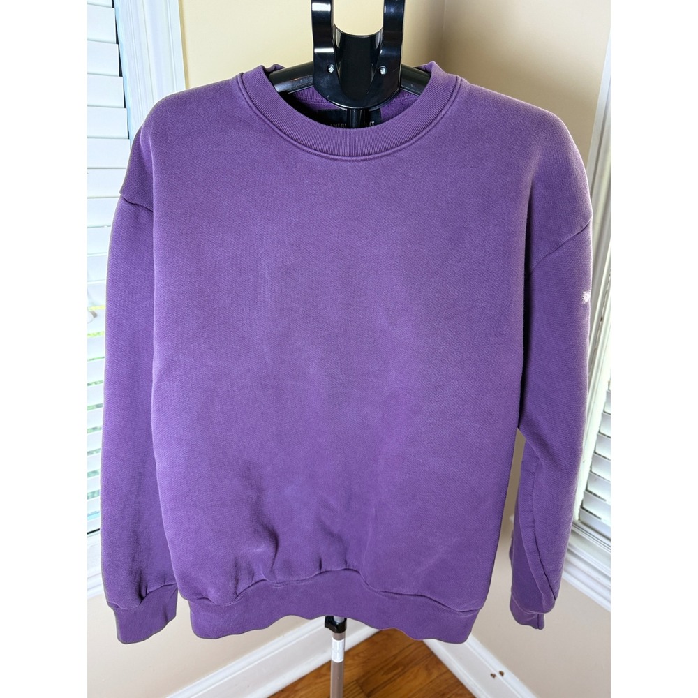 American Giant Mens Classic Crewneck Sweatshirt Purple Cotton Pullover Large USA